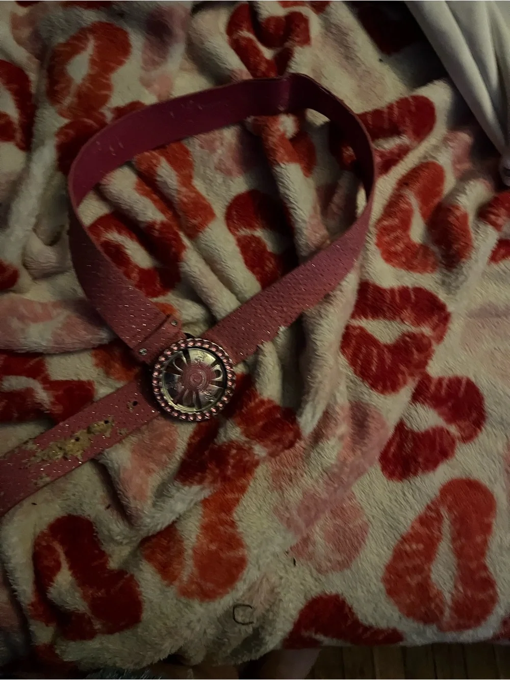 Pink Rhinestone Playboy Buckle Women's Fashion Belt